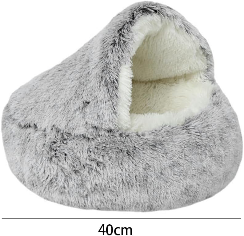 Umllpet Kätzchenbett Katzenhöhle, Haustier Schlafsack Indoor, Weiches Plüsch Warm Winter Haustierbett, 50x50 cm für Katzen und Kleine Hunde (Grau)