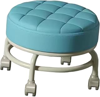 Generic 360° Rotating Roller Stool Universal Swivel Casters Low Noise Sturdy Small Pulley Wheels Stool Shoe Changing Stool Seat for Garage, Blue