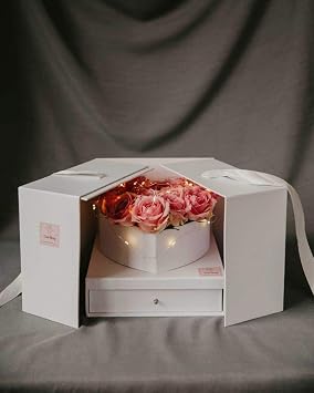 UNIKPACKAGING Premium Quality Large Square Surprise Flower Box, Gift Boxes for Luxury Flower and Gift Arrangements, Multi Colors White