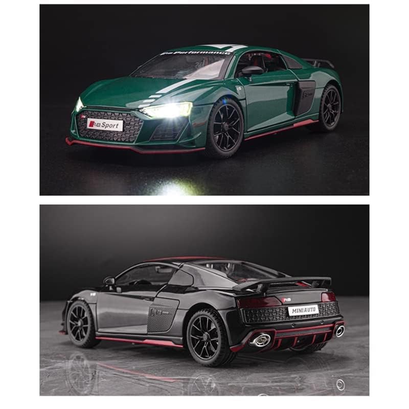 Image of Scale Exclusive Alloy Metal Pull Back | Die-cast Car Model with Sound Light Mini Auto Toy for Kids Metal Model Toy Car with Sound and Light (1.24 Scale -DC AODI R8 V10-GREEN)