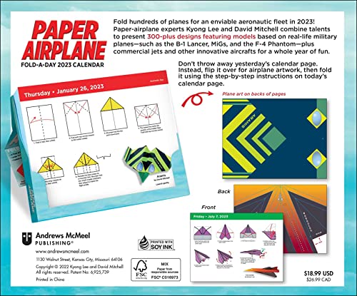 Paper Airplane 2023 Fold-A-Day Calendar #TOP1
