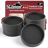 Yelanon Furniture Coasters - 8 Pcs 3”Round Furniture Caster Cups - Non Slip Pads Hardwood Floors Non Skid Grippers Rubber Furniture Feet - Anti Slide Floor Protector for Bed Couch Stoppers Black