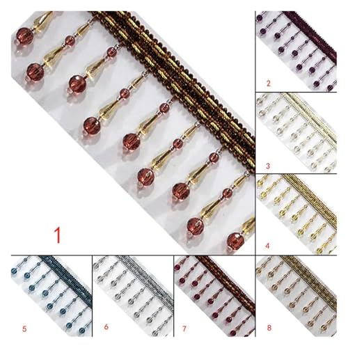 Fleco de borlas con cuentas de cristal de 2M para decoración de cortinas y pantallas 5