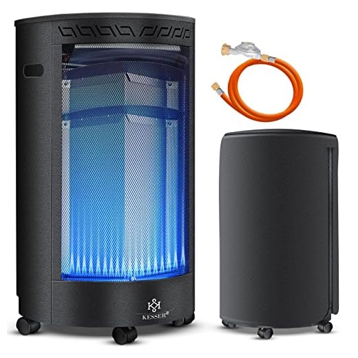 KESSER® Stufa a Gas in Ceramica da 4200 Watt radiante, incl. regolatore di Pressione del Gas, Tubo Flessibile - Riscaldatore a Gas, Generatore di Calore Nero