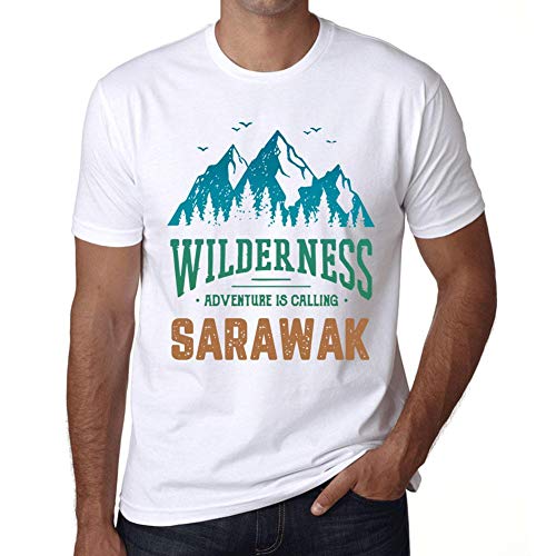 Homme Tee-Shirt La Nature Sauvage L'Aventure Appelle Le Sarawak – Wilderness, Adventure is Calling Sarawak – T-Shirt Graphique Éco-Responsable Vintage Cadeau Nouveauté Blanc S