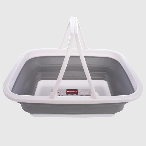 La Briantina Cestino Zero Spazio Pieghevole 8,5 L – Salvaspazio con Doppi Manici – Bianco e Grigio - 1