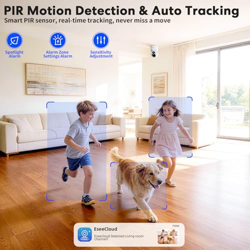 Image of Noonkey Battery Powered Wireless Indoor Security Camera, 4MP HD Pan /Tilt Pet Camera w / 6000mAh Rechargeable, 5G&2.4G WiFi 6,Motion Detection, Color Night Vision, 2-Way Talk, Home /Pet /Baby Monitoring