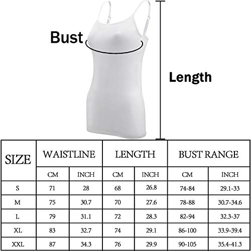 BQTQ 4 Pcs Women Basic Camisole Tank Top Adjustable Spaghetti Strap Under Shirts
