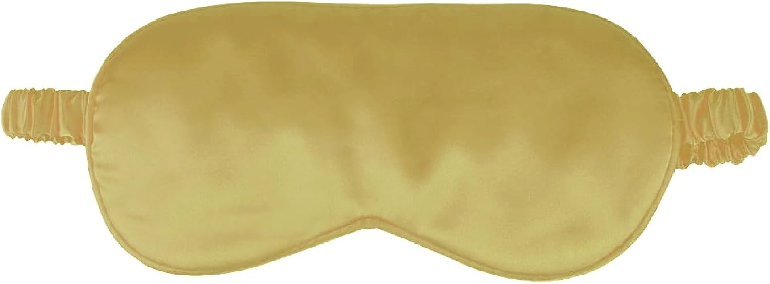1 Pack Sleep Mask, Silk Eye Mask with Elastic Strap, Blindfold, Soft Silk Sleeping Mask for Girls, Women, Men (Gold)