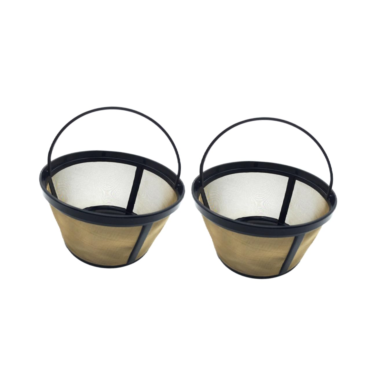 CIYODO 2pcs Gold Bucket Coffee Filters Reusable Cone Shape Mesh Baskets for Enhanced Permeability