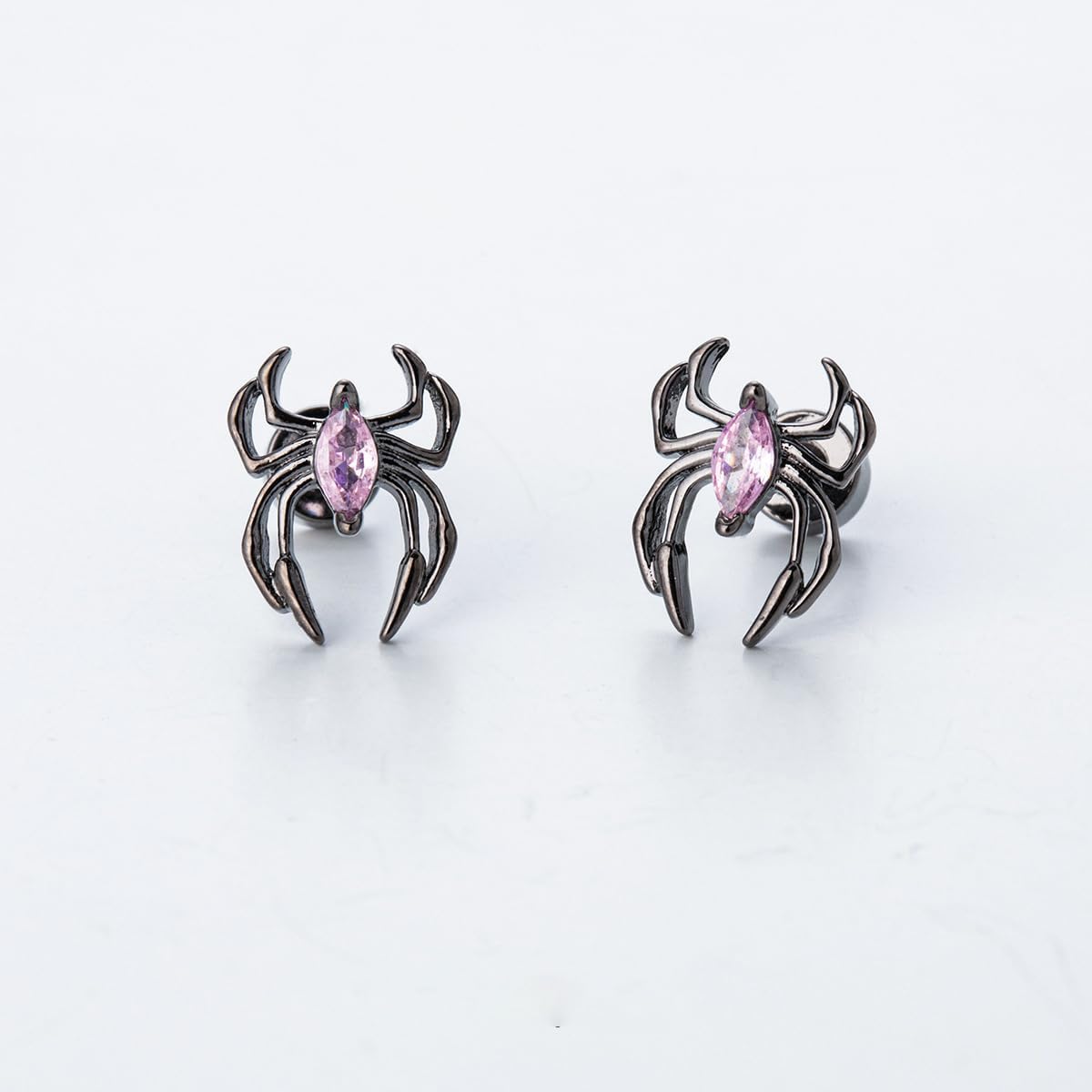 18G Black Spider Cartilage Stud Earrings for Women Men Crystal Pink CZ Horror Halloween Animal Screw Flat Back Tragus Sleeper Studs Earring Punk Jewelry Gifts Holiday Party - Image 6