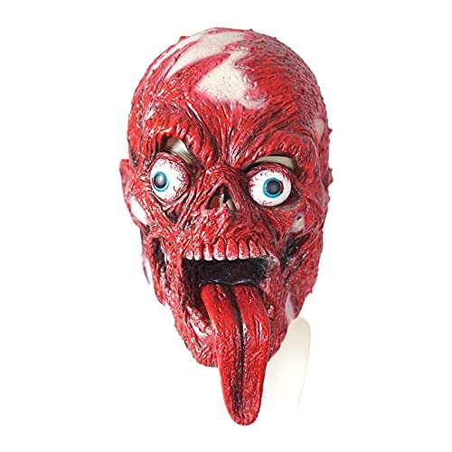 Megartico Halloween Bloody Skeleton Mask Red Scary Zombie Latex Props for Adult