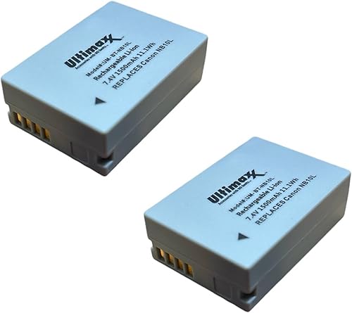 2 baterías de iones de litio compatibles NB-10L de ultra alta capacidad de 1300 mAh para Canon PowerShot SX50 HS, Powershot SX40 HS, PowerShot G1X,