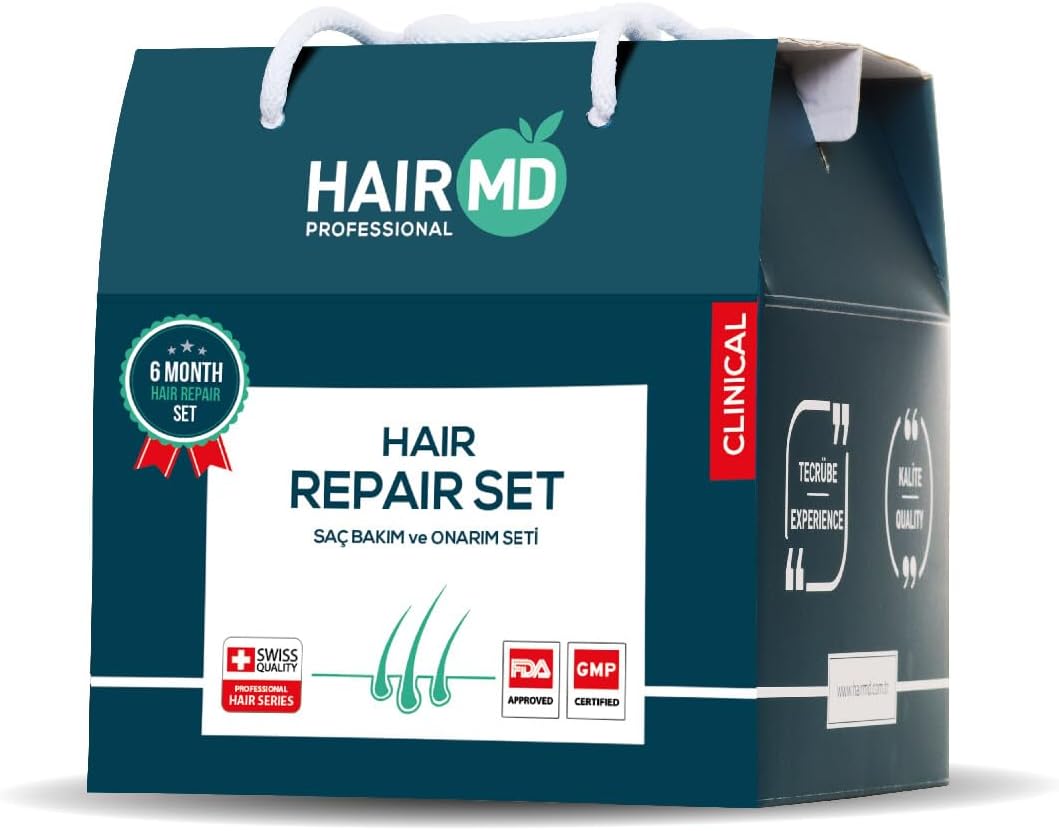 HairMD Post-Transplant Hair Repair Set – 6-Month Hair Repair Treatment with Repair Shampoo, Repair Serum, Hair Multivitamins – Advanced Hair Care Products with Biotin, Keratin, Collagen