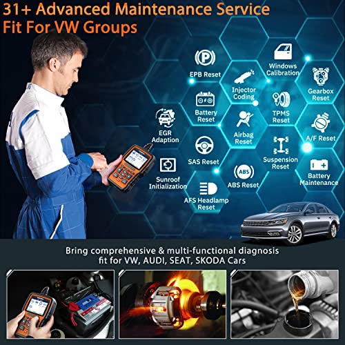 Foxwell Nt510 Elite Bi-Directional Fit For Vag 31+Reset Obd2 Scanner Code Reader All System Diagnostic Scan Tool Fit For Vw Audi Skoda Seat With Battery Register Abs Bleeding Oil Reset #TOP2