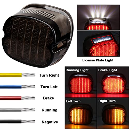 Pxpart Led Tail Light Smoked Lay Down Type Rear Brake Turn Signal Light With License Plate Light For Harley Sportster Dyna Road King Electra Glides Flst Super Glides Street Bob #TOP4