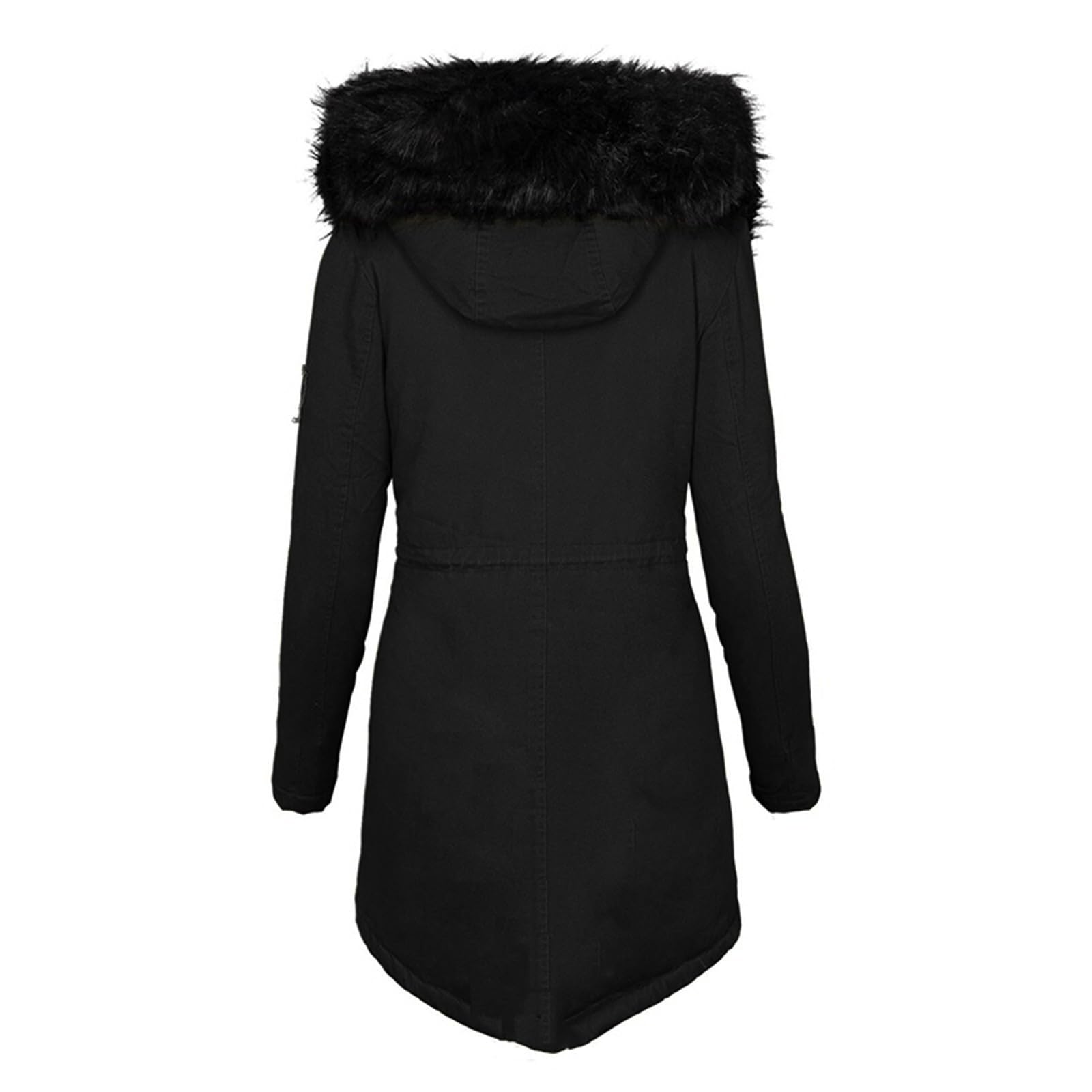 Generisch Wintermantel Damen Lang Daunenmantel Gefüttert Damenmantel Einfarbig Mantel Mit Reissverschluss Winterparka Warm Elegant Winterjacke Winddicht Fleecejacke Thermo Dicke Parka Mit Taschen