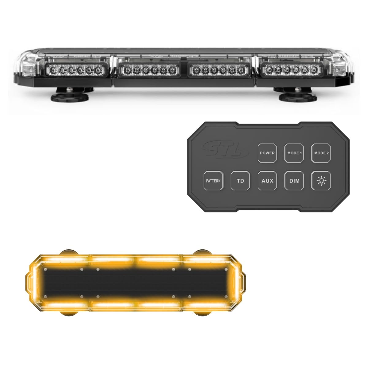 SpeedTech Lights K-Force Micro Elite 21 TIR Mini LED Light Bar – 60 LEDs 180W Magnetic Roof Mount Emergency Strobe Light for Trucks, Cars & Plows (Amber/Amber)