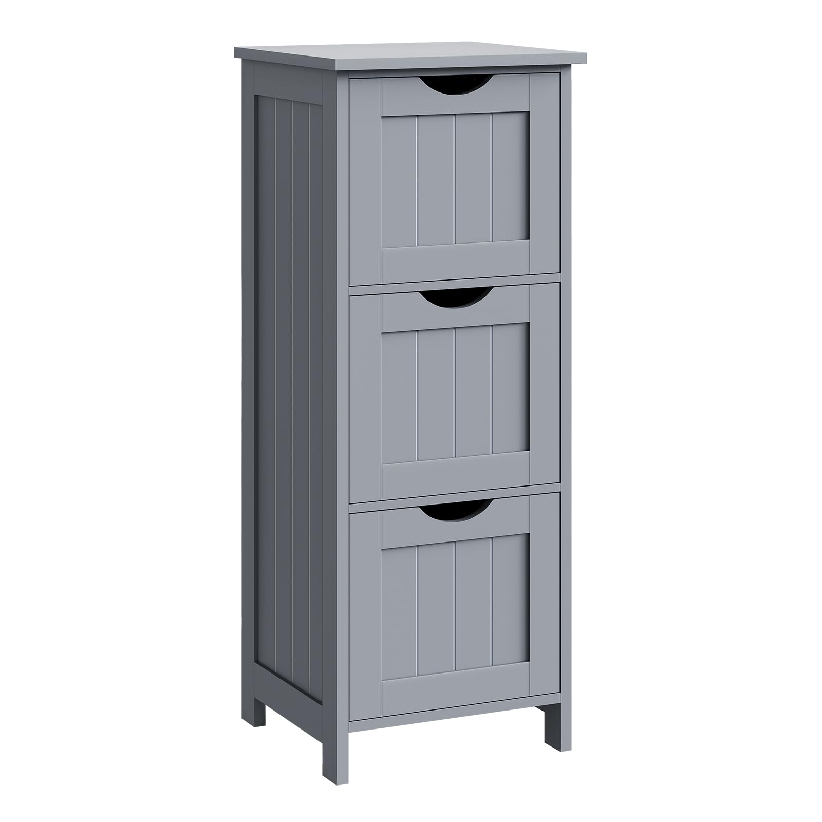 WOLTU Badezimmerschrank, Badschrank, Beistellschrank mit 3/4 Schubladen, schmales Regal für Badezimmer Wohnzimmer Küche, modern,Hellgrau,Weiß