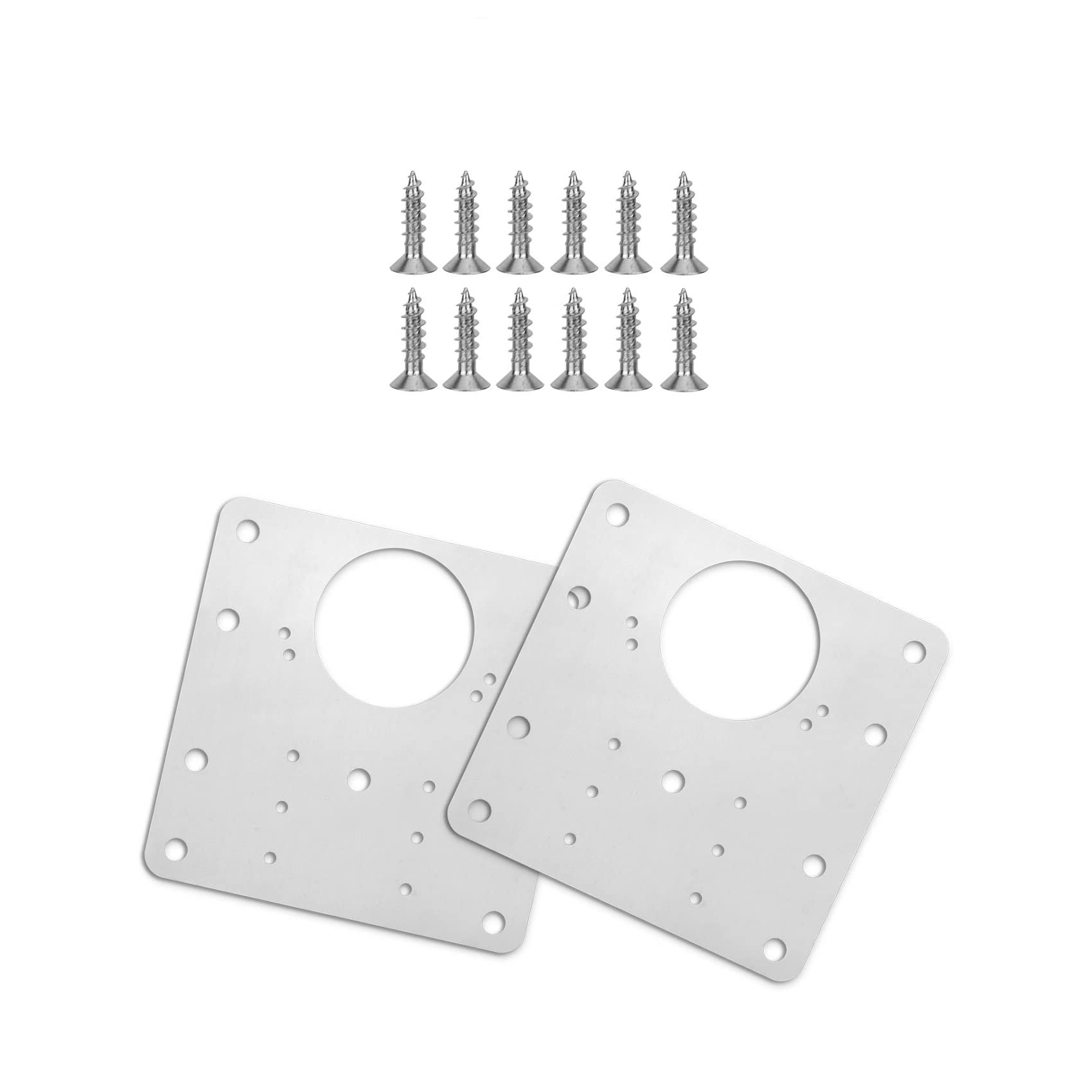 2 Pcs Hinges Repair Brackets, Stainless Steel Hinge Repair Plates with Holes, Kitchen Cupboards Doors Hinge Repair Plate（9cm*9cm）