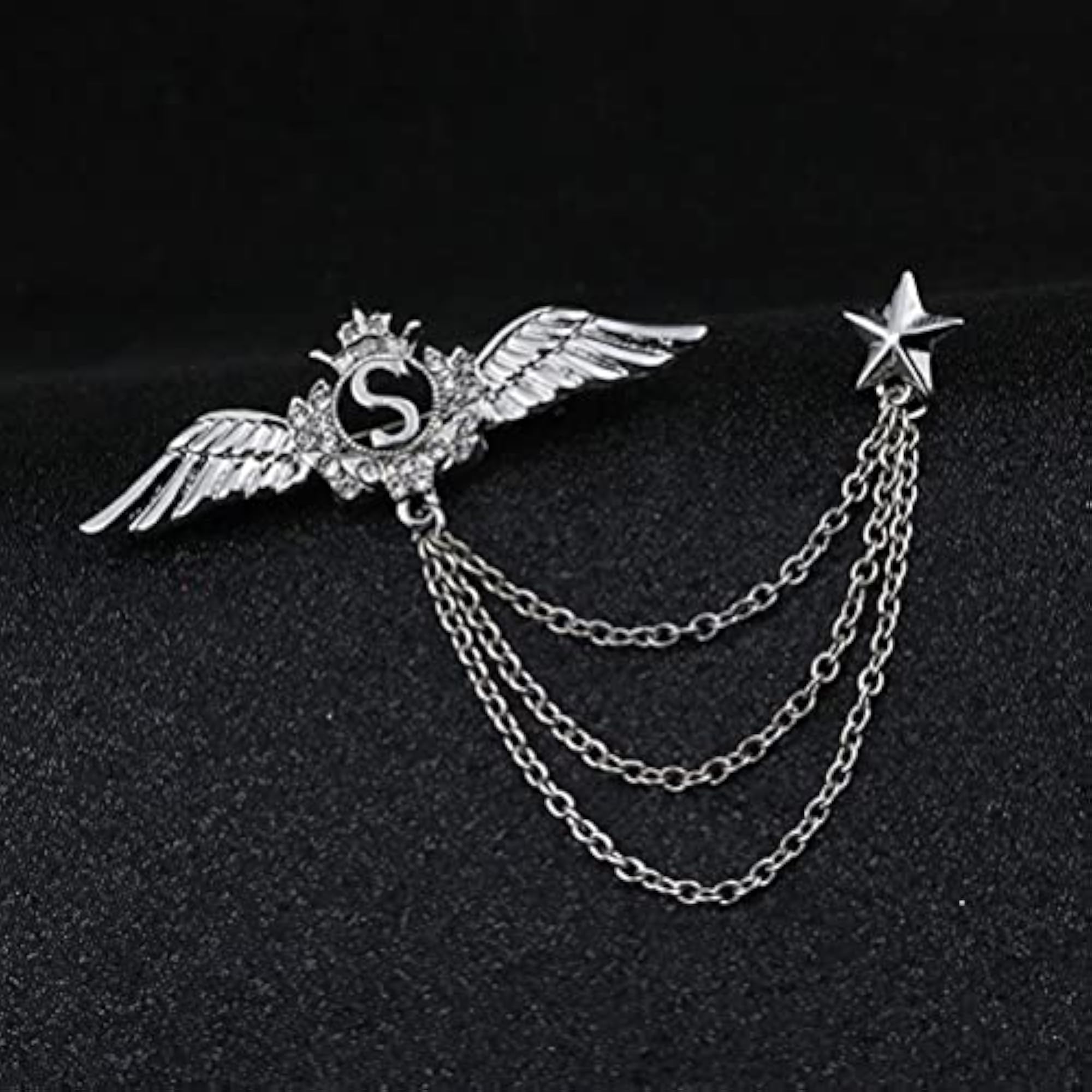 2pcs Chain Brooch Pin with Angel Wings Design