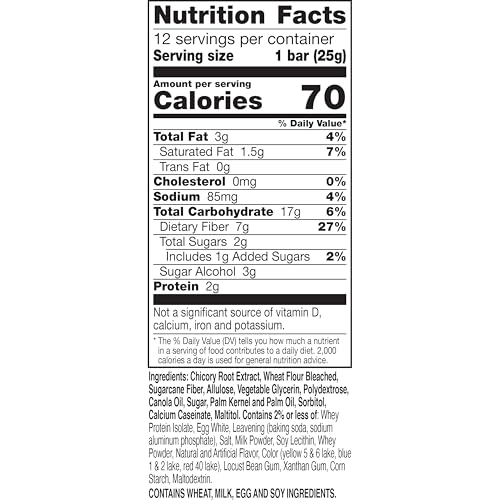 Fiber One 70 Calorie Soft-Baked Bars, Birthday Cake, Snack Bars, 12 ct