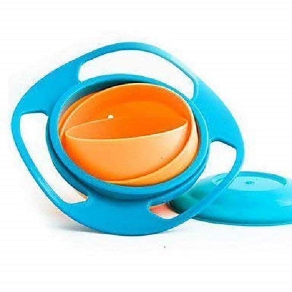 Network 1pcs Gyro Bowl Non Spill Rotating Snack Bowl 360 Degree Spill Proof Food Serving Bowl with Handle Lid for Mealtime and Travel Use (Multicolor)-image-14