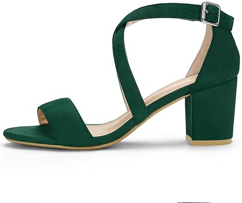 Miniatura 7 de Allegra K Sandalias de tacón de bloque con correa de tobillo entrecruzada para