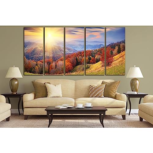 Toile Sunset In The Autumn Mountains ZELLART pour sublimer le mur du salon