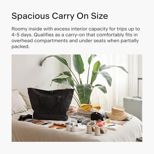 Lo & Sons Catalina Deluxe Weekender - Recycled Poly Large Capacity (49L) Travel Duffel With Shoe Compartment, Luggage Sleeve, Padded Strap | Versatile Durable Bag For Women, Men for Weekend, Carry On3