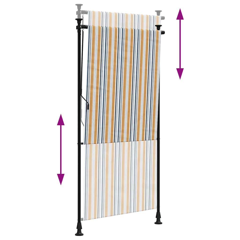 Markiza tarasowa żółto-biała 100x270 cm z regulowaną wysokością 225-275 cm, stalowa rama i tkanina PU odporna na promienie UV, roletka zewnętrzna z korbą do zwijania na balkon