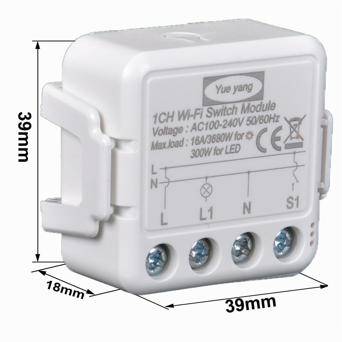 Tuya wifi interruttore della luce intelligente 1 Gang, Mini DIY switch Modulo relè 16A,Compatibile con l'app Smart Life/Tuya, (4)