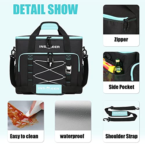 INSMEER Kühltasche Gross 55L, 90 Cans Kühltasche Faltbar, Auslaufsicher & Wasserdicht Isolierte Tasche mit Flaschenöffner XXL Picknicktasche/Einkaufstasche für Ausflug, Camping, Strand