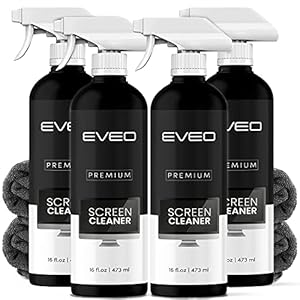 Screen Cleaner Spray (16oz x 4 Pack) – Large Screen Cleaner Bottle – TV Screen Cleaner, Computer Screen Cleaner, for Laptop, Phone, Ipad – Electronic Cleaner – Microfiber Cloth Included