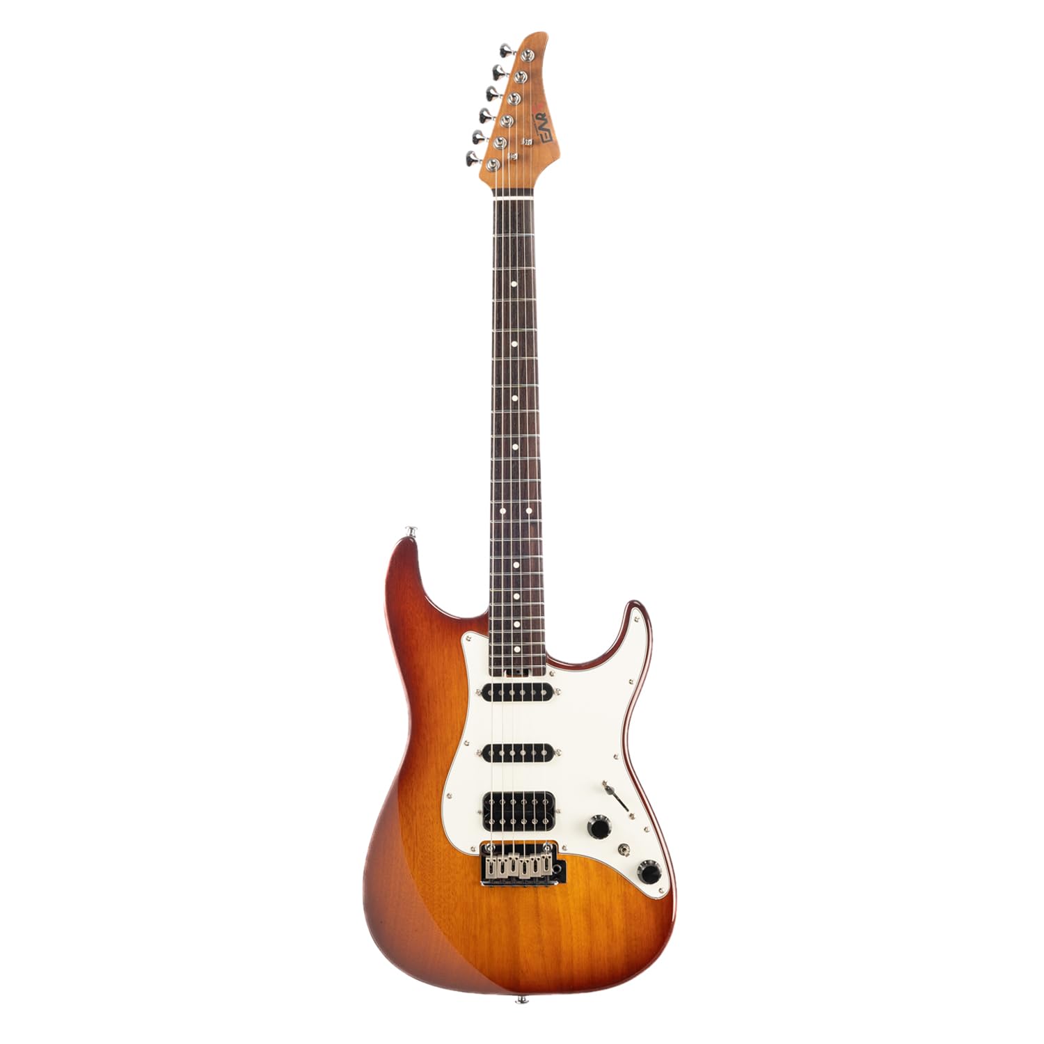 EART E-Gitarre DMX-9, 6-saitige Tremolo Bridge, Humbucker Pickups, Solid Body, 5-Wege Schalter Gitarren (Honeyburst)