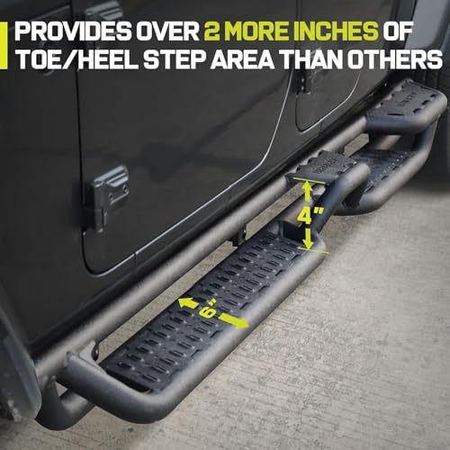 BINARY STAR Running Boards Compatible with Vehicle 2020-2025 Jeep Gladiator Jt 4 Door. Multi-Function Running Boards Made with Carbon Steel. 6 Inch Gladiator Side Steps Step Bars Nerf Bars.