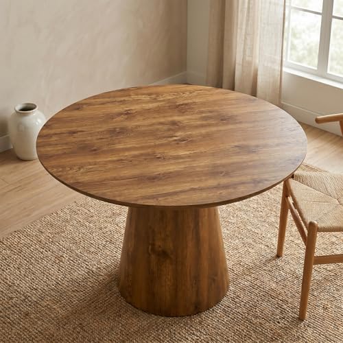 BAOPIN 45'' Round Dining Table, Small Round Dining Table, Wood Dinner Table Use for Kitchen, Easy Assemble, Saving Space