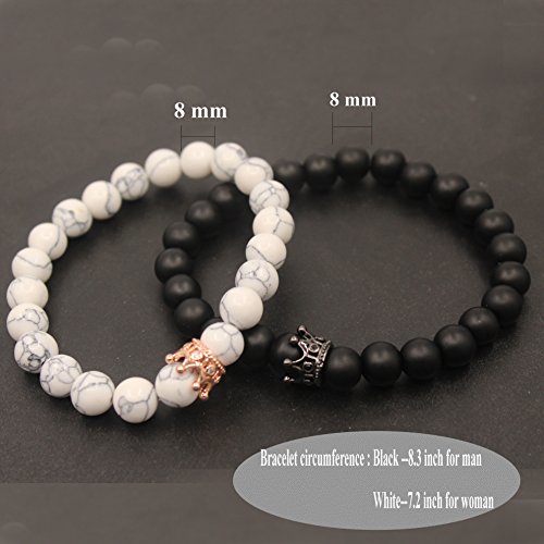 UEUC King&Queen Crown Distance Couple Bracelets His and Her Friendship 8mm Beads Bracelet2
