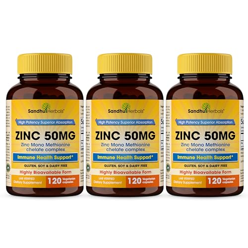 Image of Zinc 50mg Capsules for Men and Women, 360 Count | Highly Absorbable Zinc Supplements for Immune System Support | Zink 50 mg Mono Methionine Chelated Complex |Helps with Skin Health & Overall Immunity