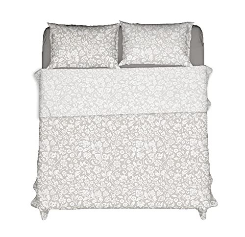 Homemania Arabesque Bedding - Double - with Fitted, Sheet, Pillowcase, Beige, Grey, Cotton, 240 x 280 cm, Beige / Grey - Image 2