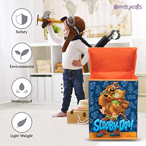 Image of PrettyKrafts Scooby-Doo Larger Storage Cubes [1-Pack] Foldable Storage Boxes with Lids, Collapsible Storage Bins Organizer Basket with Sturdy Handles for Home, Nursery, Closet (11 inch x 11 inch x 15 inch), Blue