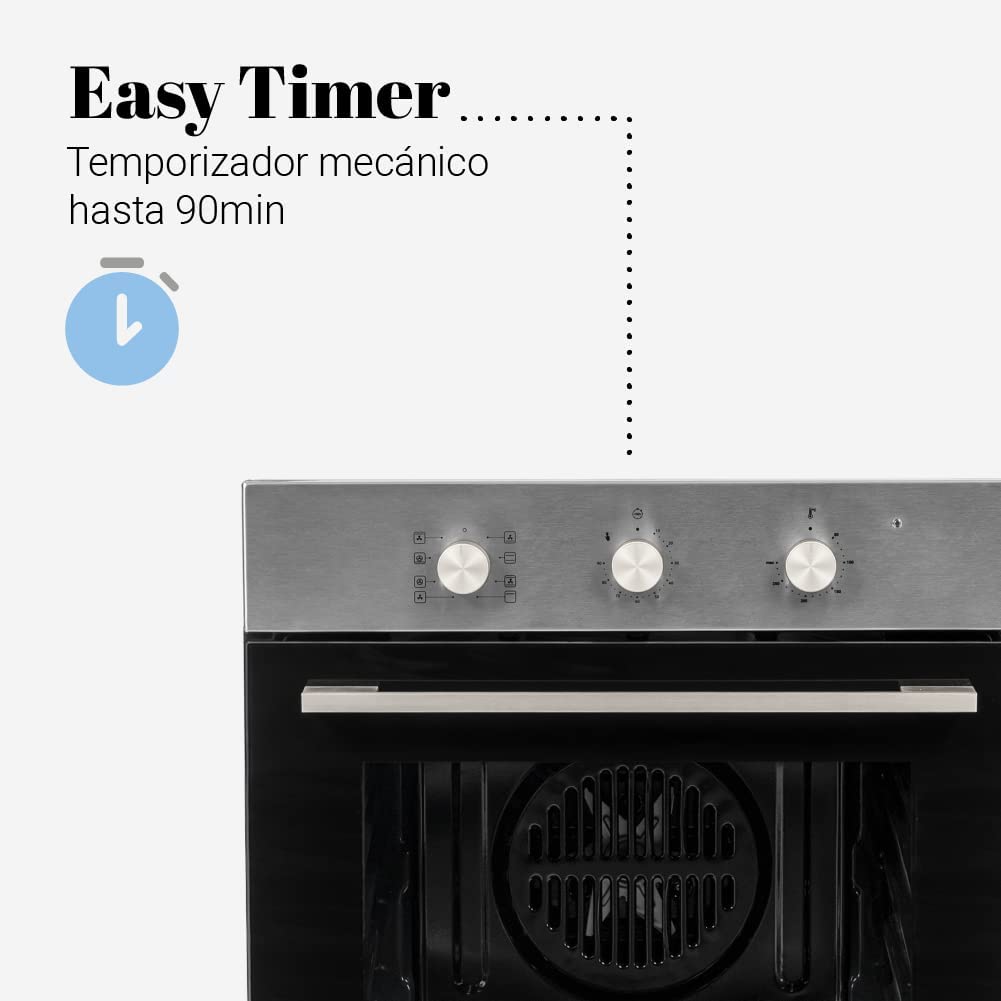 UNIVERSALBLUE Horno Multifunción INOX | Capacidad 66 L | Clasificación Energética A+ | 3300 W |Temporizador | 5 Modos | Doble Cristal