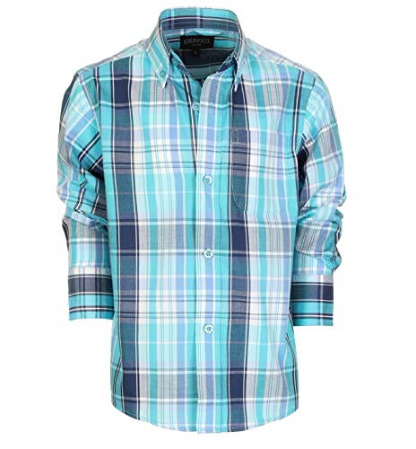 Image of Gioberti Boys Long Sleeve Button Down Plaid Checked Shirt