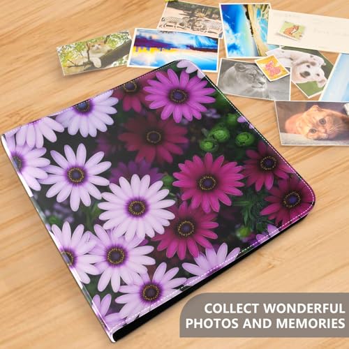 Álbum de fotos autoadhesivo FLildon Scrapbook Álbum violeta con flores silvestres, 3 anillas, 40 páginas, 8x10 para recuerdos miniatura 5