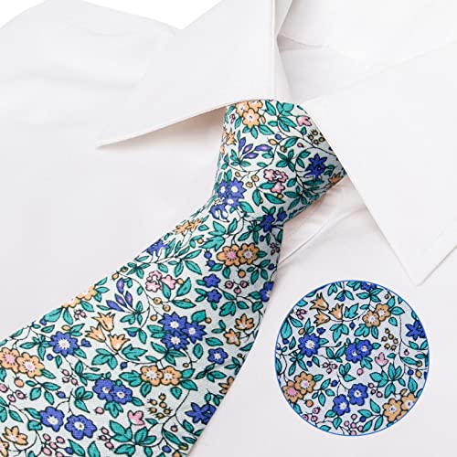 Image of Mantieqingway Men's Cotton Floral Neck Tie 2.56'' Printed Skinny Tie