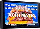 acrtmatic 60-65 inch Weatherproof Outdoor TV Hard Cover , with Transparent Front Panel, Clear Dust Resistant Television Enclosure for Outside(Right Door), Full Motion TV Wall Mount and Cooling Fans Include