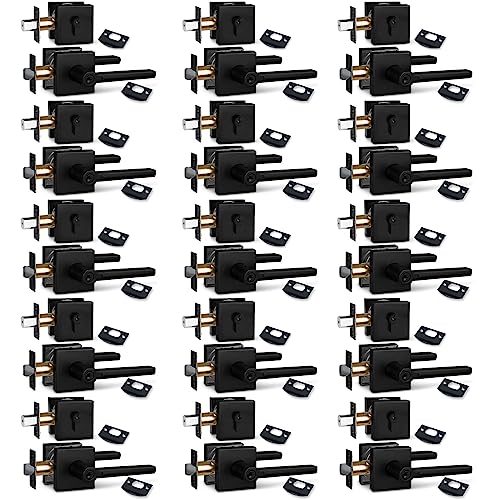 Image of NEWBANG (15Pack) Square Heavy Duty Keyed Entry Combo with deadbolt and Lever Door Handle in Matte Black (for Entrance /Exterior /Front /Office Door) Left or Right Handed