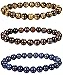 FIBO STEEL 6 Pcs 8MM Natural Healing Stone Bracelets for Men Women Beaded Bracelets Elastic,6A