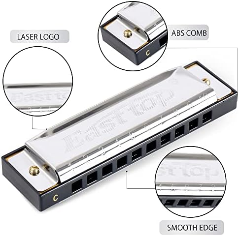 East top Harmonica, C Key Blues Harmonica for Beginners and Adults, Kids and Teenagers,10 Holes Mouth Organ For Students as Gift - View 5