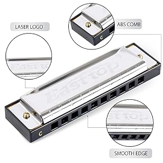 East top Harmonica diatonique en Do pour débutants et adultes, 10 trous, pour enfants, cadeau de Noël - Les Beatles, Paul McCartney, John Lennon, RIngo Starr, George Harrison East top Harmonica diatonique en Do pour débutants et adultes, 10 trous, pour enfants, cadeau de Noël – Image 3